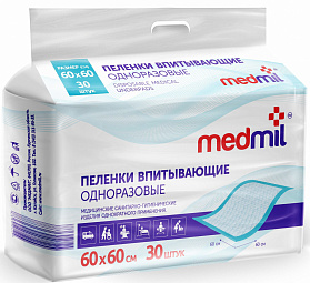 Пеленки впитывающие одноразовые Медмил (MEDMIL) Оптима 60х60 см 30 шт