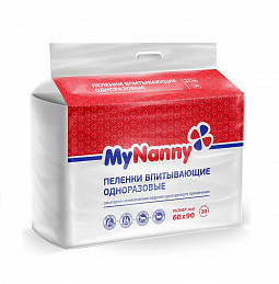 Пеленки впитывающие одноразовые My Nanny 60х90 см 30 шт