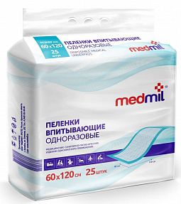 Пеленки впитывающие одноразовые Медмил (MEDMIL) Оптима 60х120 см 25 шт
